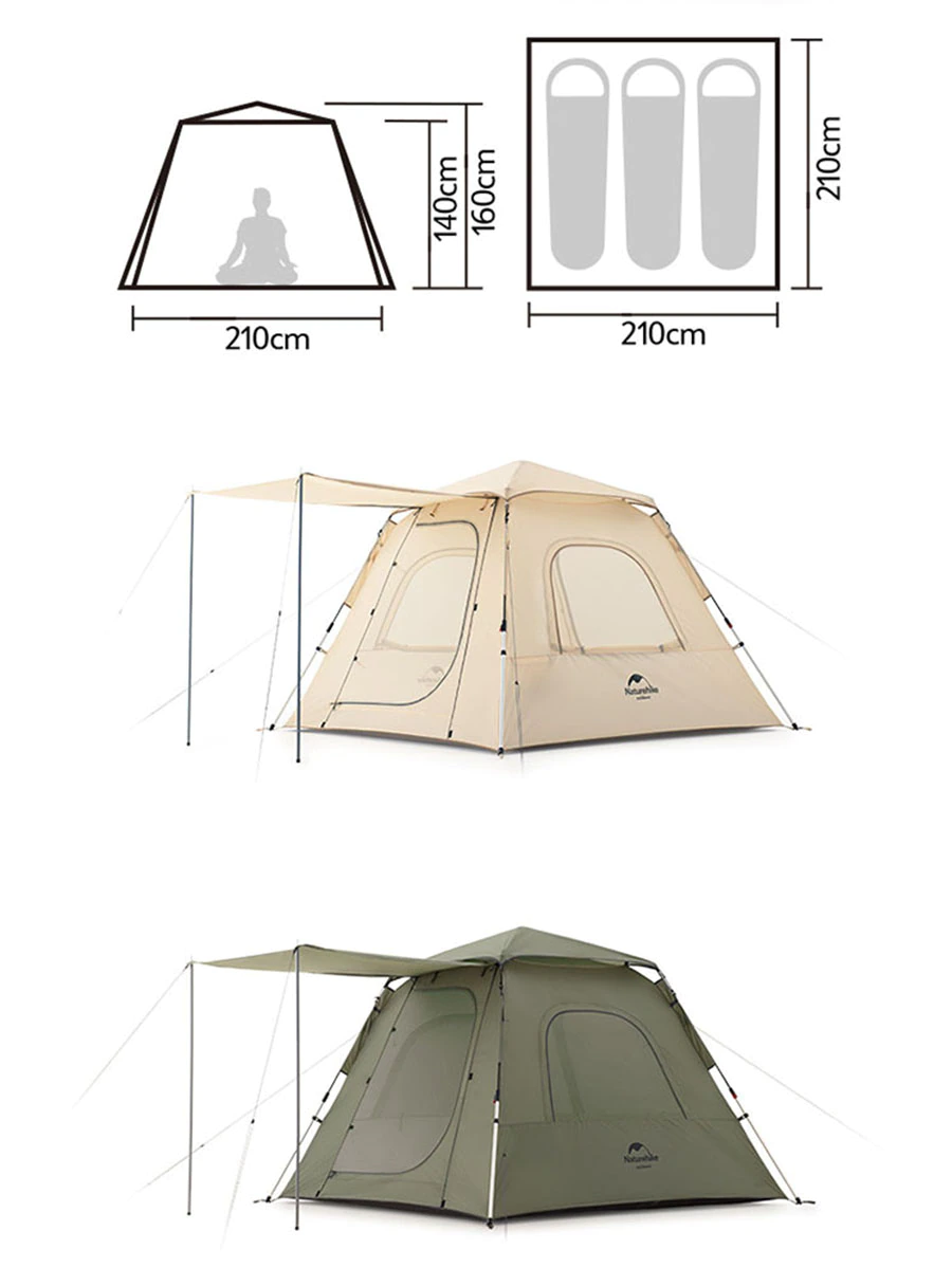 Cheap Goat Tents  Outdoor Automatic Tent Five Side Circulating Ventilation Telescopic Tent Quick Open Support 3 Persons Camping Tent Tents 